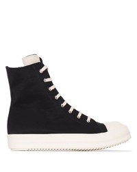 Baskets montantes en toile noires et blanches Rick Owens DRKSHDW