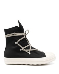 Baskets montantes en toile noires et blanches Rick Owens DRKSHDW