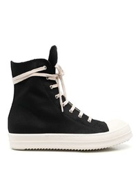 Baskets montantes en toile noires et blanches Rick Owens DRKSHDW