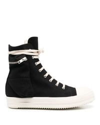 Baskets montantes en toile noires et blanches Rick Owens DRKSHDW