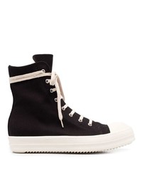 Baskets montantes en toile noires et blanches Rick Owens DRKSHDW