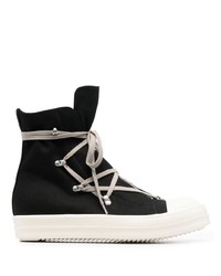 Baskets montantes en toile noires et blanches Rick Owens DRKSHDW