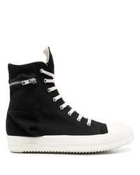 Baskets montantes en toile noires et blanches Rick Owens DRKSHDW