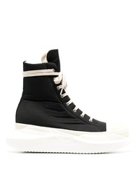 Baskets montantes en toile noires et blanches Rick Owens DRKSHDW