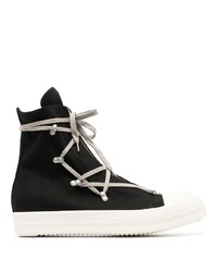 Baskets montantes en toile noires et blanches Rick Owens DRKSHDW