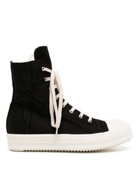 Baskets montantes en toile noires et blanches Rick Owens DRKSHDW