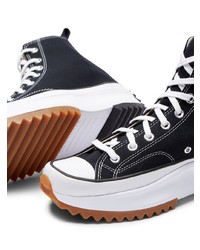 Baskets montantes en toile noires et blanches Converse