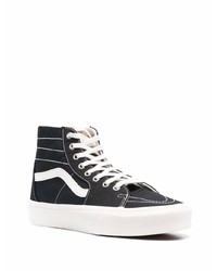 Baskets montantes en toile noires et blanches Vans