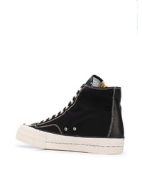 Baskets montantes en toile noires et blanches VISVIM