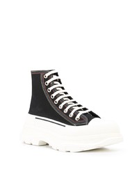 Baskets montantes en toile noires et blanches Alexander McQueen