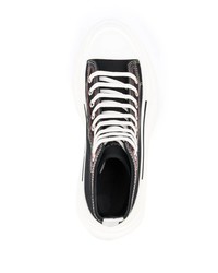 Baskets montantes en toile noires et blanches Alexander McQueen