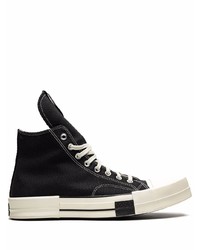 Baskets montantes en toile noires et blanches Converse