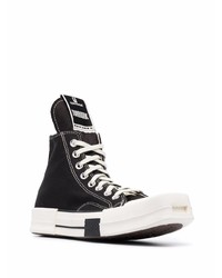 Baskets montantes en toile noires et blanches Converse