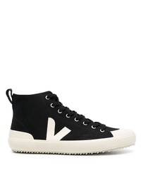 Baskets montantes en toile noires et blanches Veja