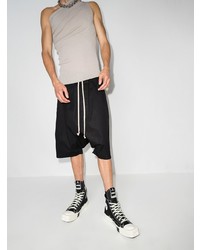 Baskets montantes en toile noires et blanches Rick Owens