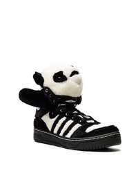 Baskets montantes en toile noires et blanches adidas