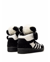 Baskets montantes en toile noires et blanches adidas