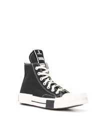 Baskets montantes en toile noires et blanches Converse