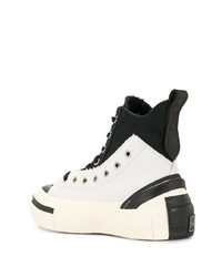 Baskets montantes en toile noires et blanches Yohji Yamamoto