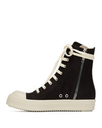 Baskets montantes en toile noires Rick Owens DRKSHDW