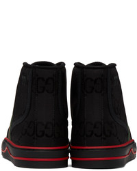 Baskets montantes en toile noires Gucci