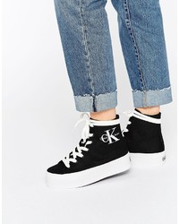 Baskets montantes en toile noires Calvin Klein Jeans