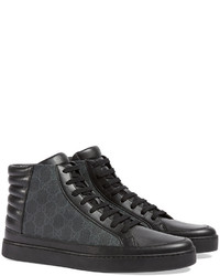 Baskets montantes en toile noires Gucci