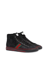 Baskets montantes en toile noires Gucci