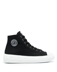 Baskets montantes en toile noires Versace