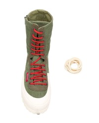 Baskets montantes en toile olive Superga