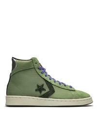 Baskets montantes en toile olive Converse