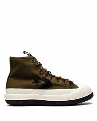 Baskets montantes en toile olive Converse