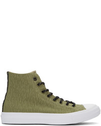 Baskets montantes en toile olive Converse