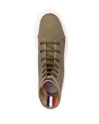 Baskets montantes en toile olive Moncler