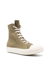 Baskets montantes en toile olive Rick Owens