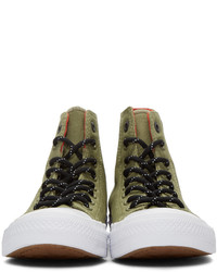 Baskets montantes en toile olive Converse