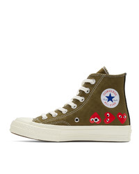 Baskets montantes en toile olive Comme Des Garcons Play