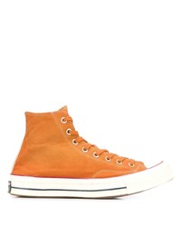 Baskets montantes en toile orange Converse