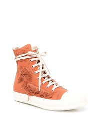 Baskets montantes en toile orange Rick Owens DRKSHDW