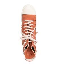 Baskets montantes en toile orange Rick Owens DRKSHDW