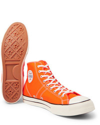 Baskets montantes en toile orange Converse