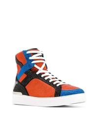 Baskets montantes en toile orange Philipp Plein