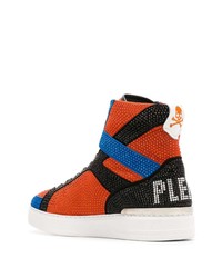 Baskets montantes en toile orange Philipp Plein