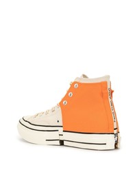 Baskets montantes en toile orange Converse