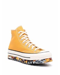 Baskets montantes en toile orange Converse