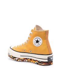 Baskets montantes en toile orange Converse