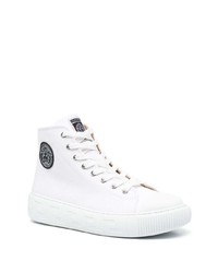 Baskets montantes en toile ornées blanches Versace