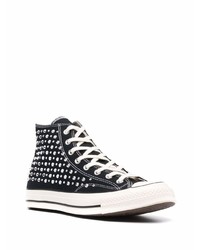 Baskets montantes en toile ornées noires Converse