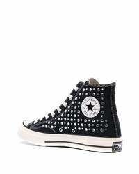 Baskets montantes en toile ornées noires Converse