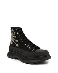 Baskets montantes en toile ornées noires Alexander McQueen